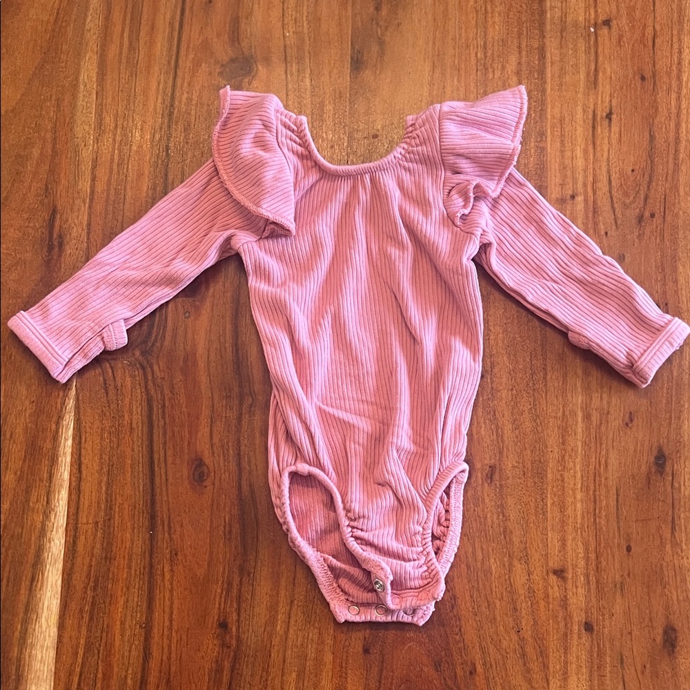 Apple Blossom Pink Ruffled Long Sleeve One Piece - KYTE baby